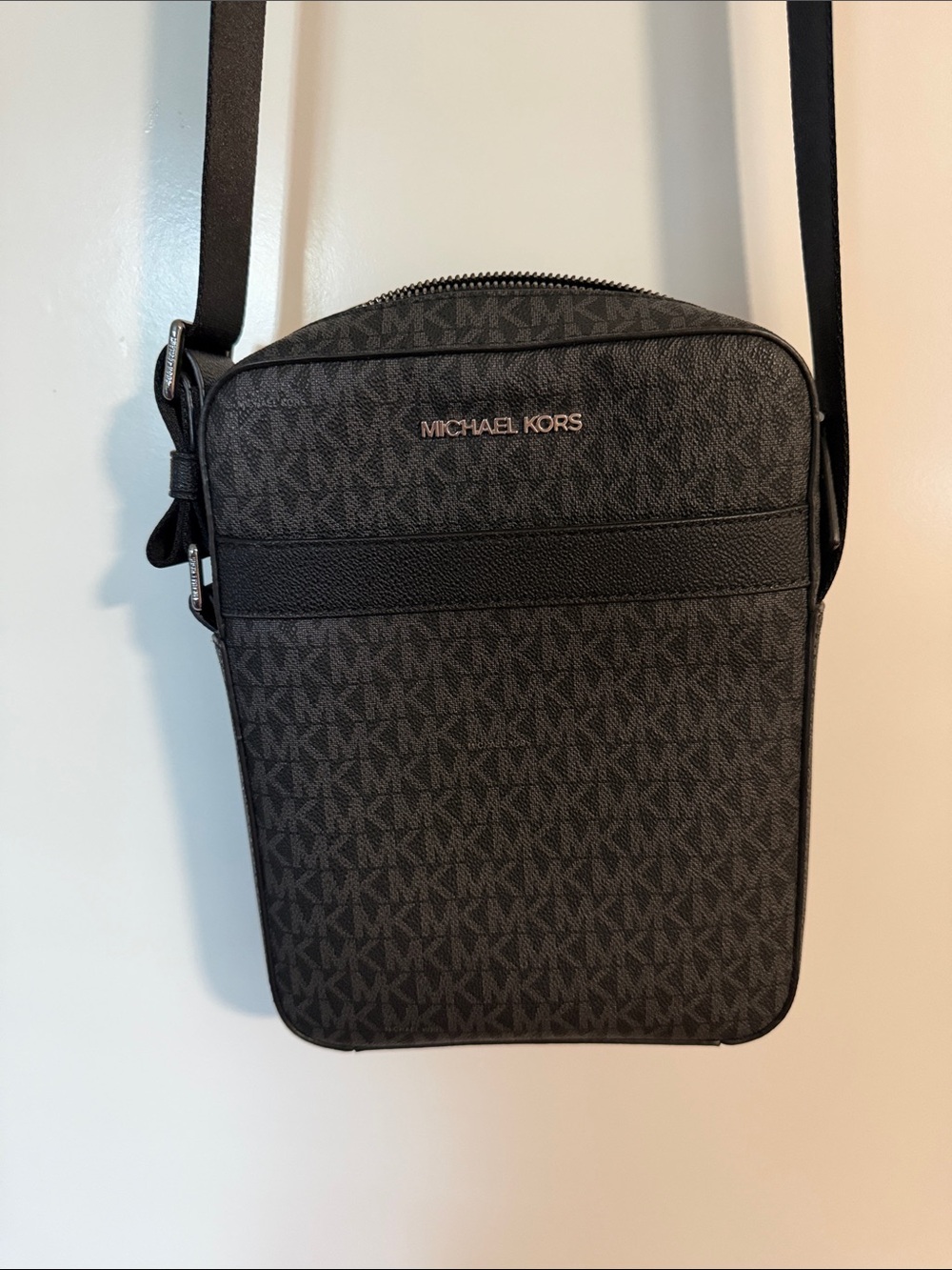 Michael Kors Men’s Black MK Monogram Crossbody Messenger Bag